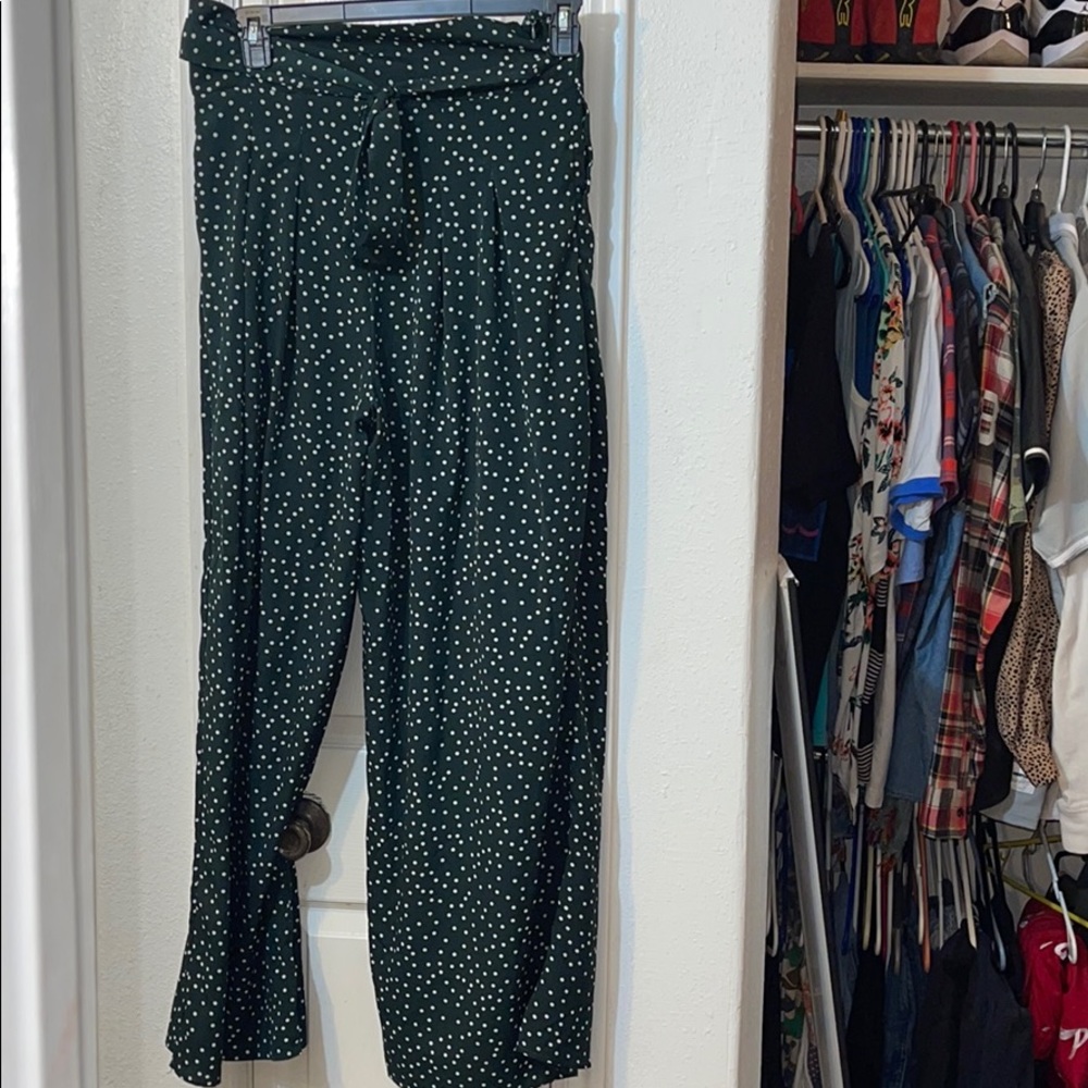 Green polka dot ladies pants